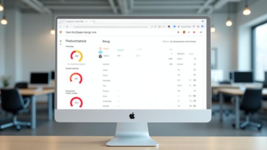 Google PageSpeed Insights rapport met een lage score (rood/oranje) voor webshop performance.